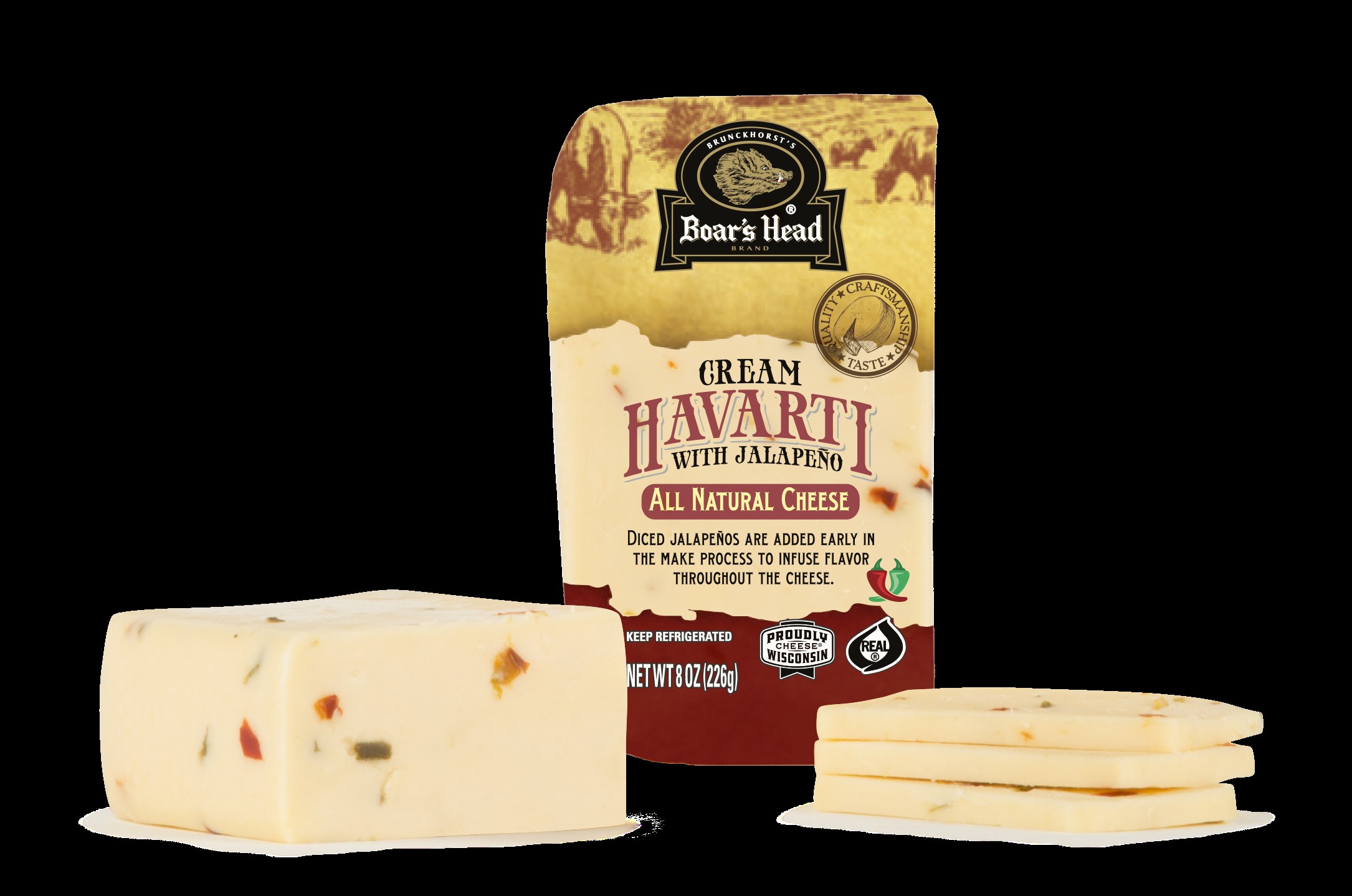 Cream Havarti Cheese with Jalapeño Pre-Cut